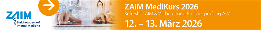 Header Banner für die Konferenz: ZAIM MediKurs März 2026. Diese geht vom 12. März 2026 bis 13. März 2026 in Online.