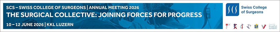 Header banner for the conference: SCS - SWISS COLLEGE OF SURGEONS ANNUAL MEETING 2026. This goes from 10 June 2026 to 12 June 2026 in Luzern.