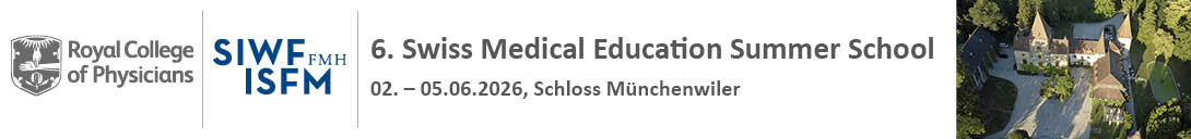 Header Banner für die Konferenz: SIWF Summer School 2026. Diese geht vom 2. Juni 2026 bis 5. Juni 2026 in Schloss Münchenwiler.