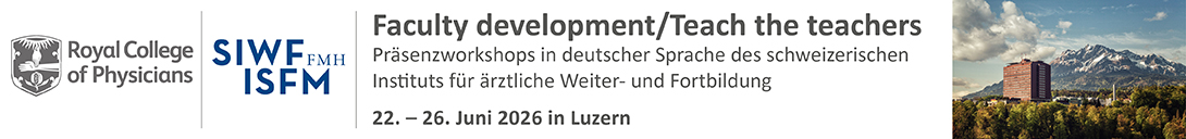 Header Banner für die Konferenz: SIWF/RCP Teach-the-Teacher Workshops Luzern Juni 2026. Diese geht vom 22. Juni 2026 bis 26. Juni 2026 in Luzern.